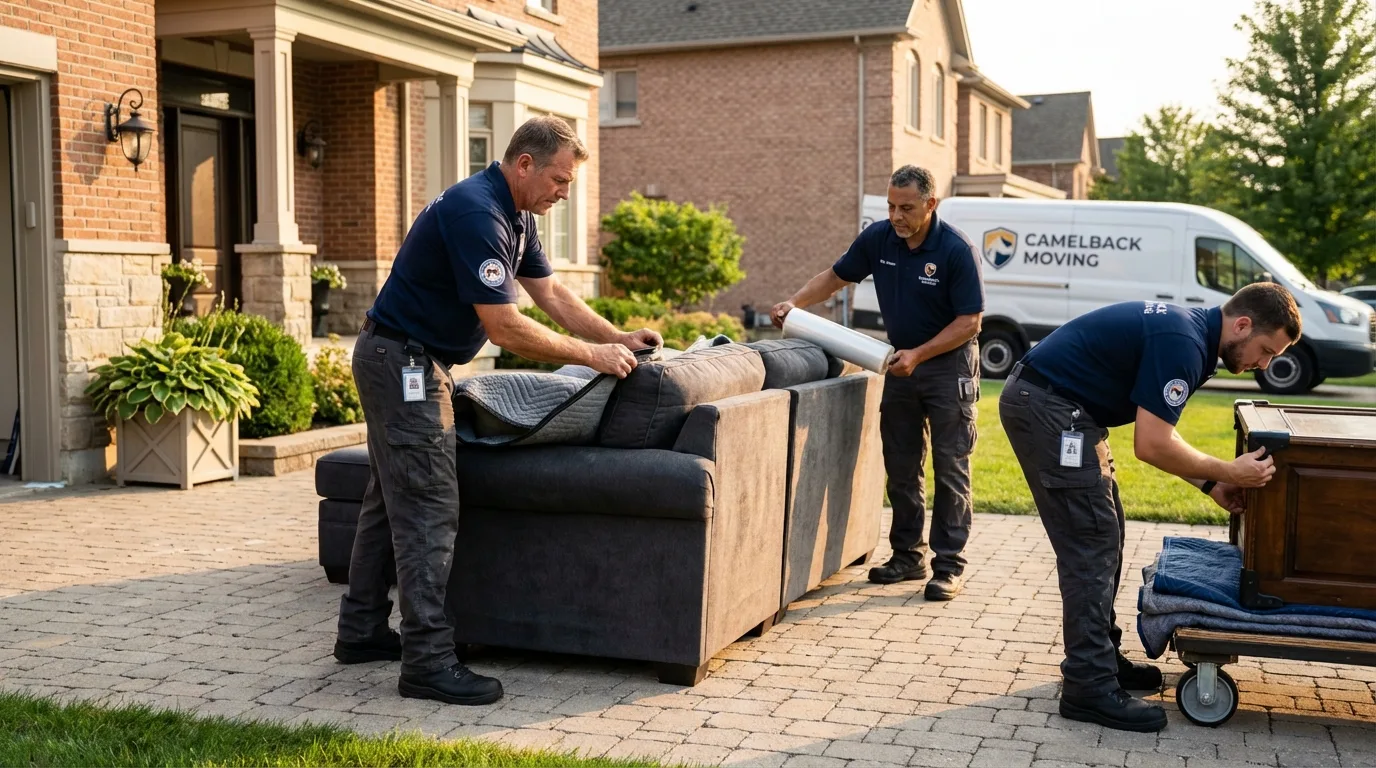 Large estate moving crew wrapping furniture in Mazomanie, WI