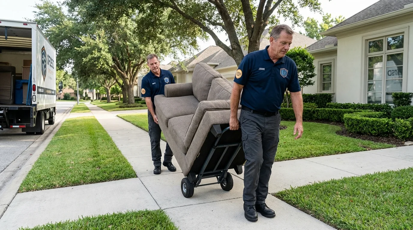 Local residential moving crew loading furniture in Mazomanie, WI